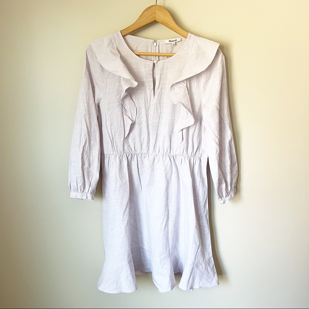 Madewell Ruffle-Shoulder Mini Dress Lavender Heather Botanical 6 NWT - Picture 3 of 11